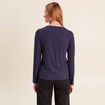 T-shirt thermique ajust&eacute; manches longues bleu marine femme