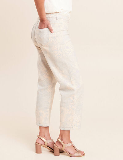 Jean r&eacute;versible droit 7/8&egrave;me beige femme