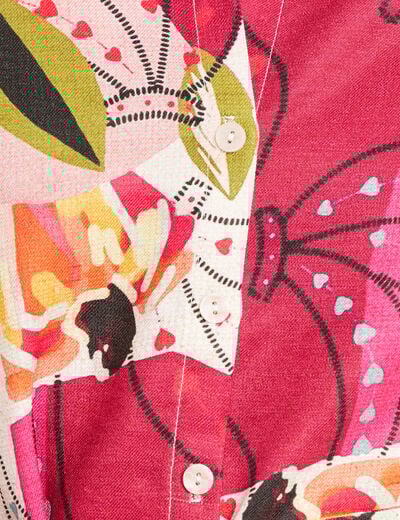 Chemise fluide manches courtes rose femme