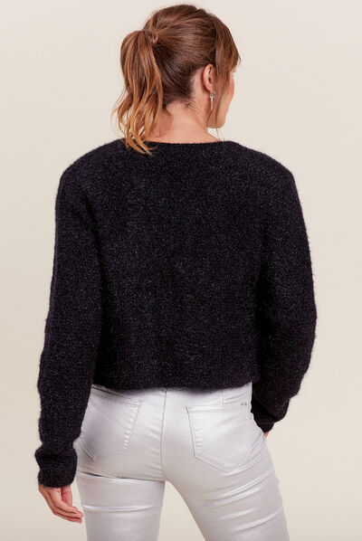 Gilet manches longues noir femme