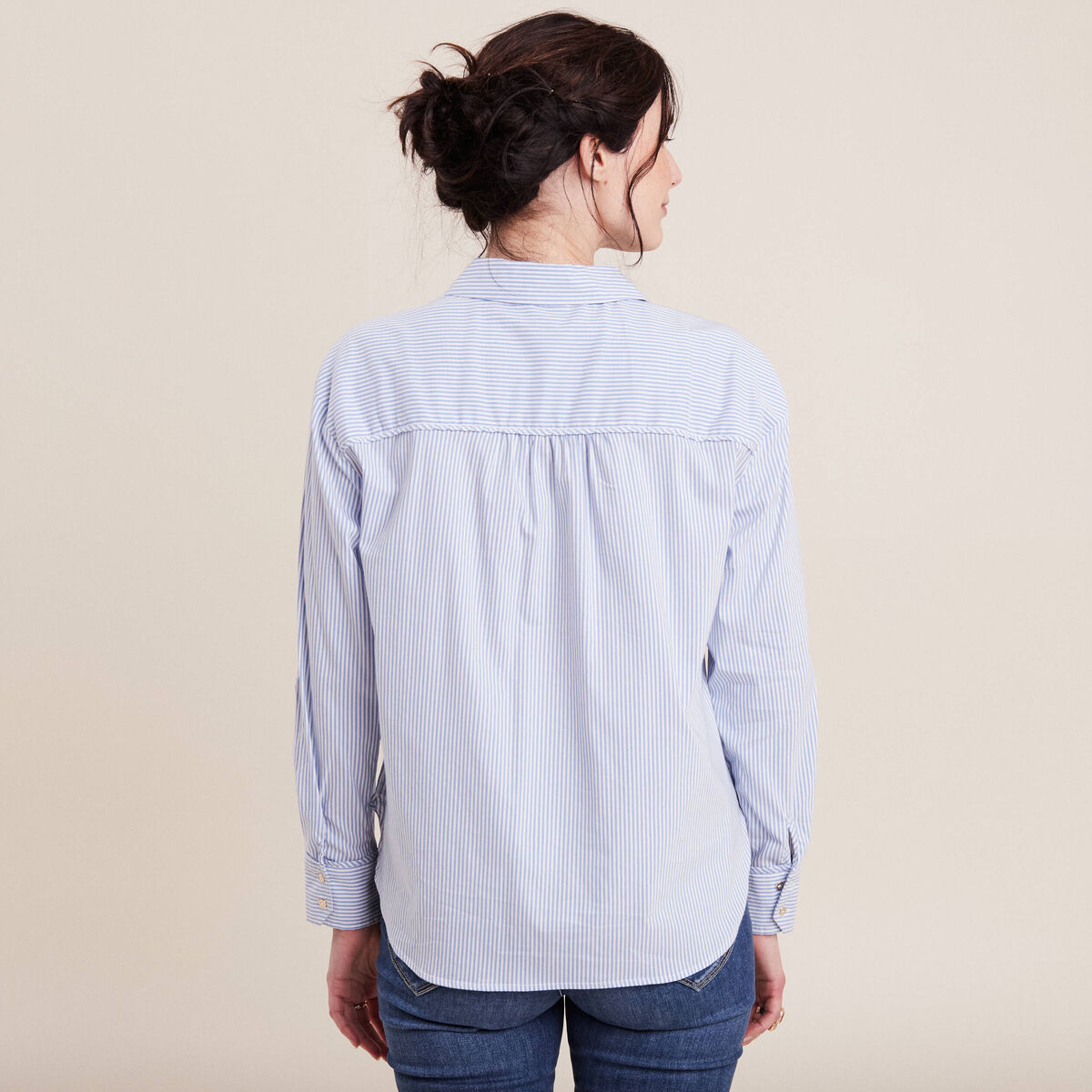 Chemise manches longues bleu femme