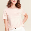 t-shirt droit court satiné col rond vieux rose femme