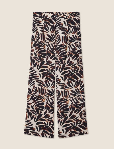 Pantalon fluide taille haute marron foncé femme