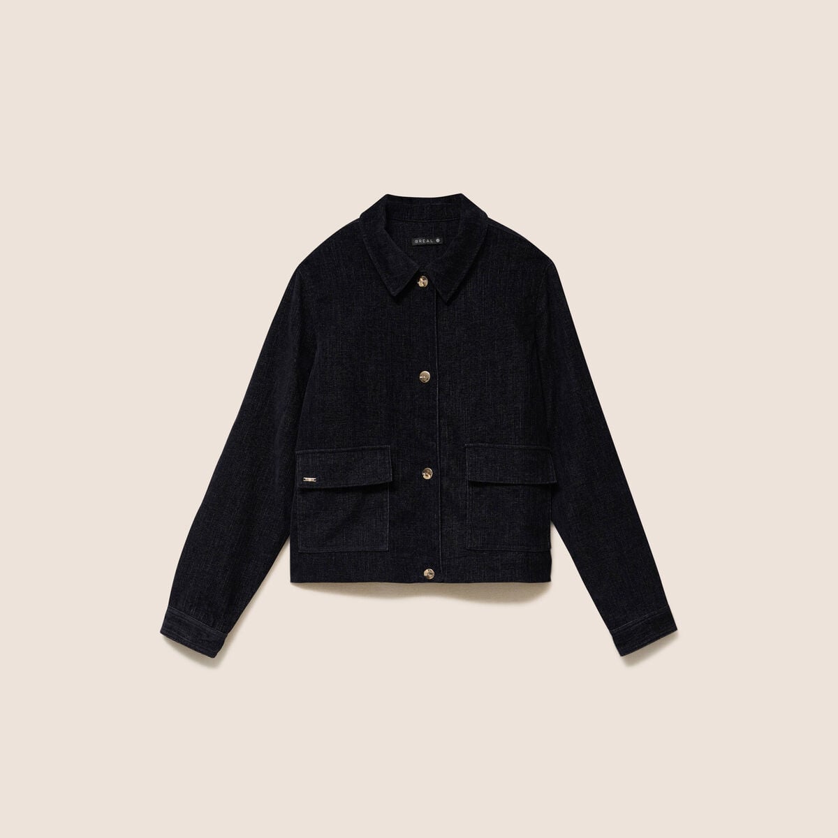 Veste courte droite denim brut femme