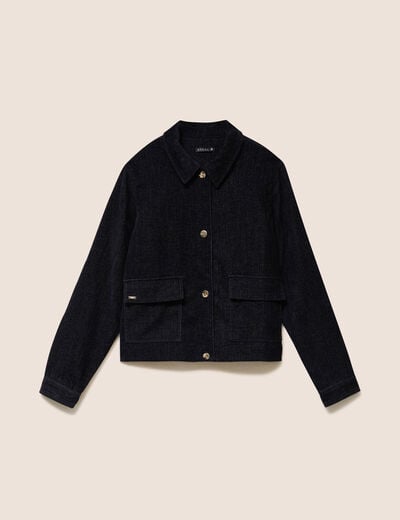 Veste courte droite denim brut femme