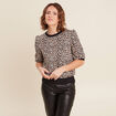 T-shirt manches 3/4 beige femme