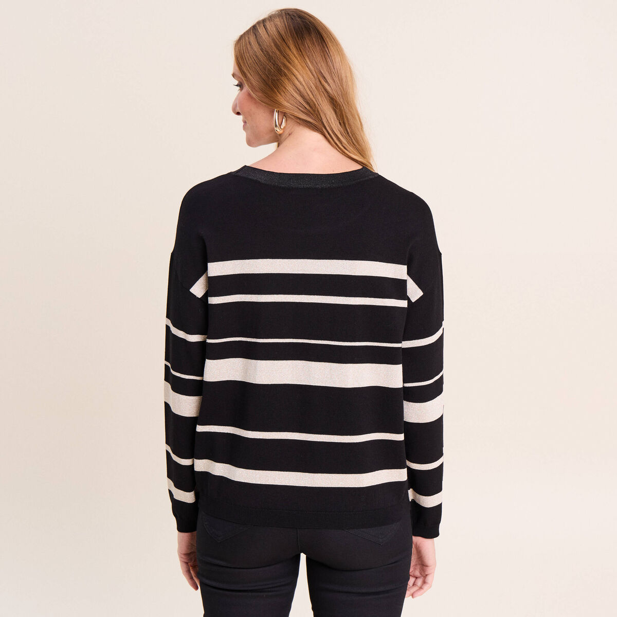 Pull col rond noir femme