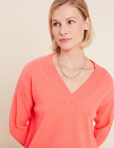 Pull manches longues rose vif femme