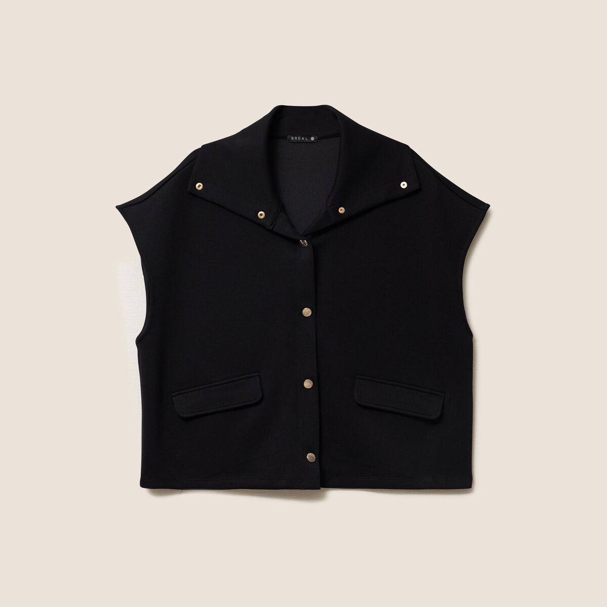 Gilet manches courtes col camionneur noir femme