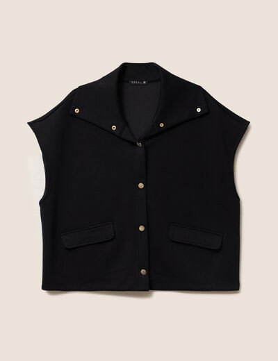 Gilet manches courtes col camionneur noir femme