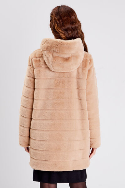 Doudoune droite réversible beige femme