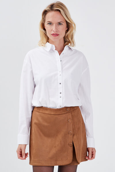 Chemise manches longues ecru femme
