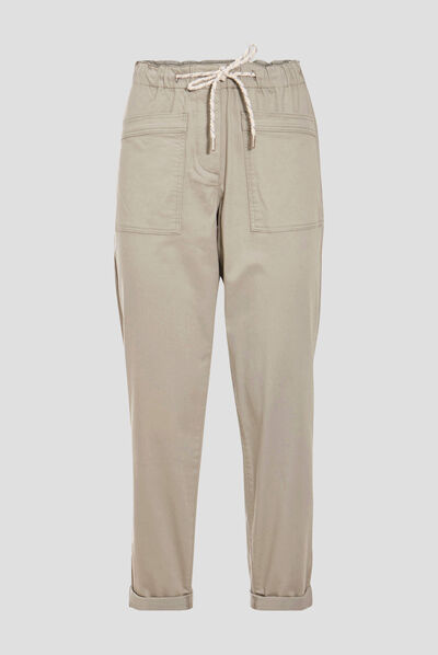 Pantalon flou à coulisse vert clair femme