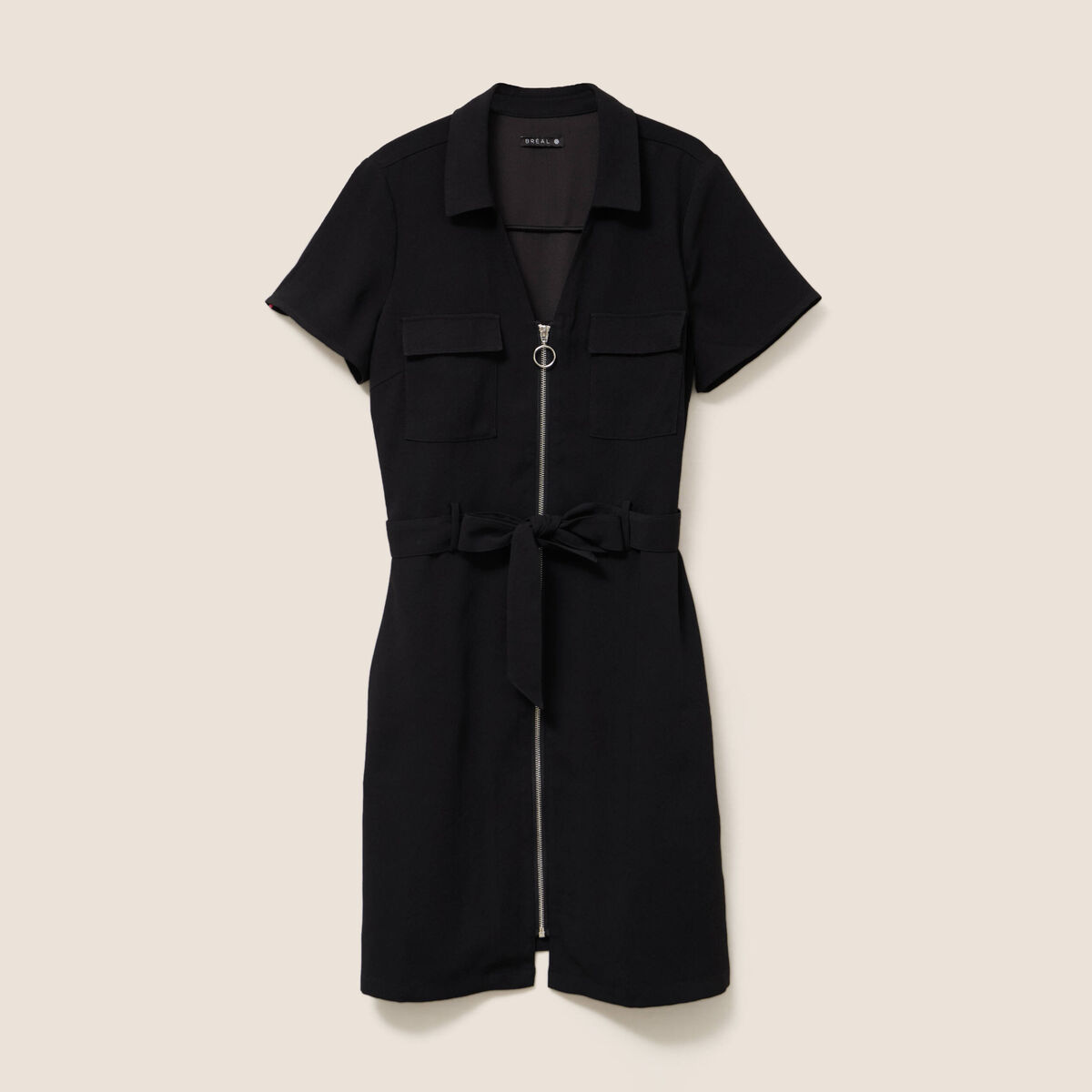 Robe courte manches courtes noir femme