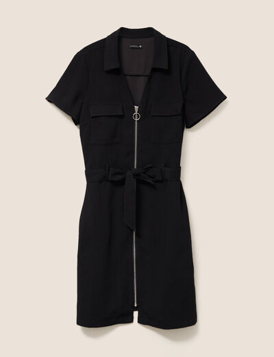 Robe courte manches courtes noir femme