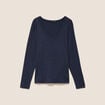 T-shirt ajust&eacute; col v manches longues bleu marine femme