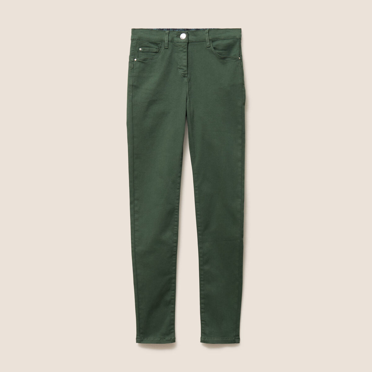 Jean magique L'Unique coupe ajust&eacute;e vert bouteille femme