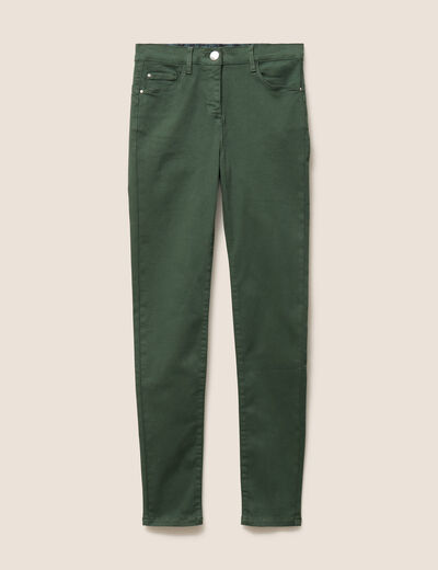 Jean magique L'Unique coupe ajust&eacute;e vert bouteille femme