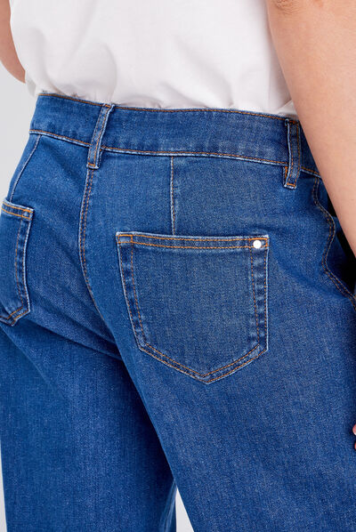Jean large boutonné denim stone femme