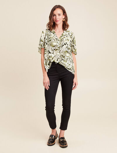 Blouse ample manches courtes fluide vert femme