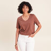 T-shirt manches courtes marron femme