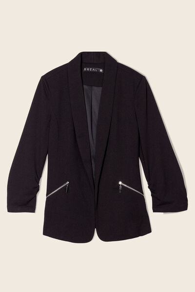 Veste esprit tailleur ajustée noir femme