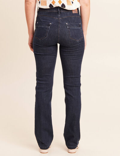 Jean coupe droite taille haute denim brut femme