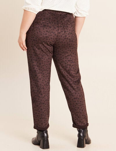 Pantalon coupe mom 7/8&egrave;me marron fonc&eacute; femme