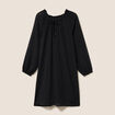 Robe courte &eacute;vas&eacute;e col v manches longues noir femme