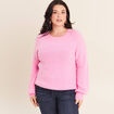 Pull col rond manches longues rose femme