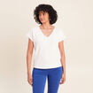 Blouse col v manches courtes ecru femme