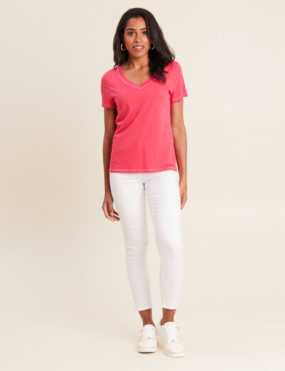 T-shirt manches courtes rose framboise femme