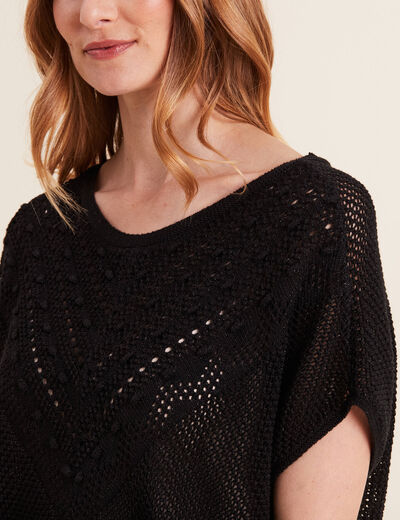 Pull manches courtes noir femme