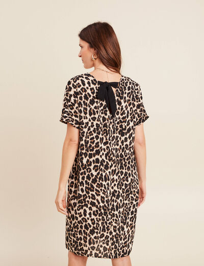 Robe fluide col V creme femme