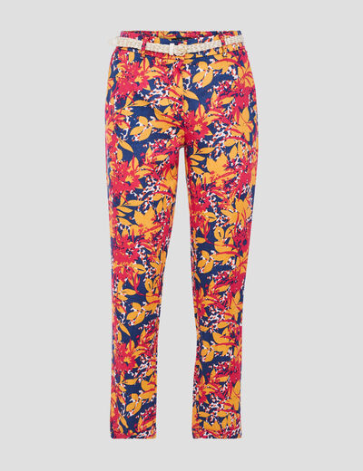 Pantalon à ceinture multicolore femme