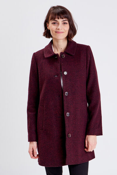 Manteau évasé boutonné noir femme