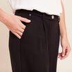 Pantalon coupe large taille haute maille noir femme