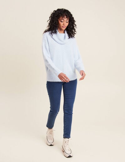 Pull manches longues bleu pastel femme