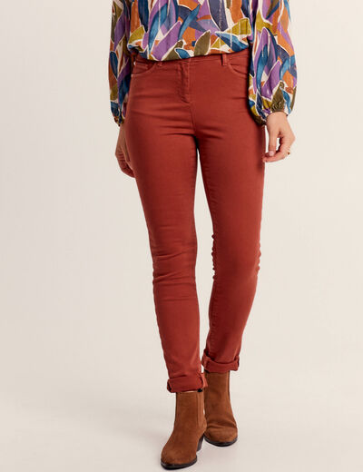 Jean magique ajusté taille standard marron cognac femme