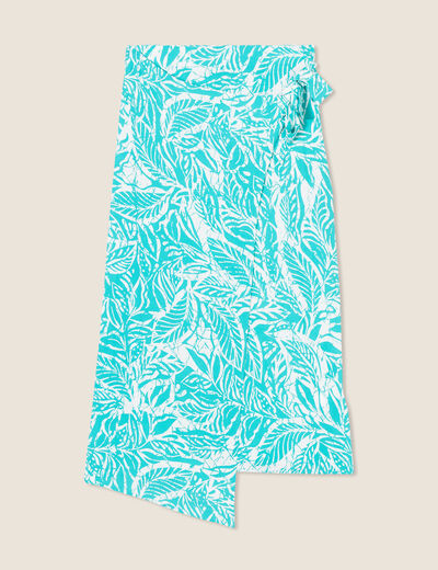 Jupe midi portefeuille satin vert émeraude femme