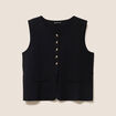 gilet droit court sans manches col rond noir femme