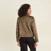 Veste ample col montant doubl&eacute;e vert kaki femme