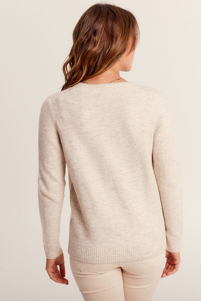 Pull manches longues beige femme