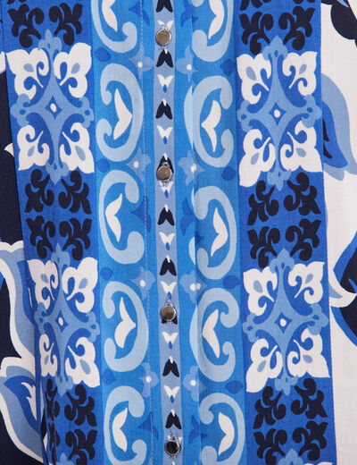 Chemise manches longues bleu electrique femme