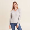 Pull manches longues gris clair femme