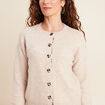 Gilet droit mi-long col rond beige femme