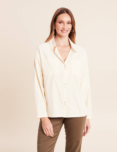 Chemise ample en velours milleraie ecru femme