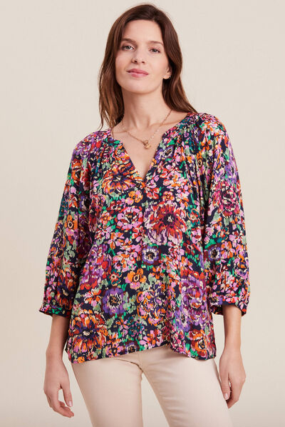 Blouse manches 3/4 multicolore femme