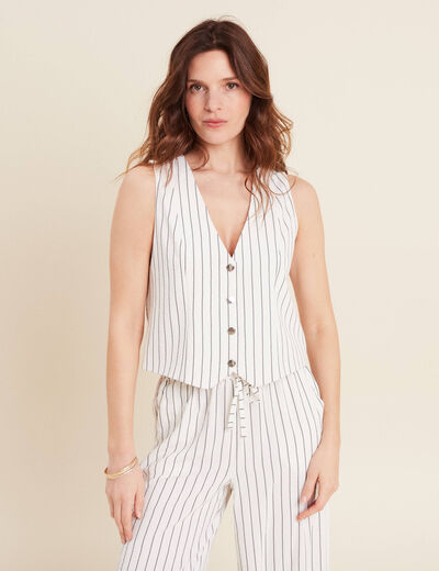 Gilet barman ajust&eacute; sans manches gris fonc&eacute; femme