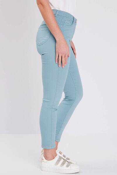 Pantalon léger taille standard 7/8ème bleu canard femme